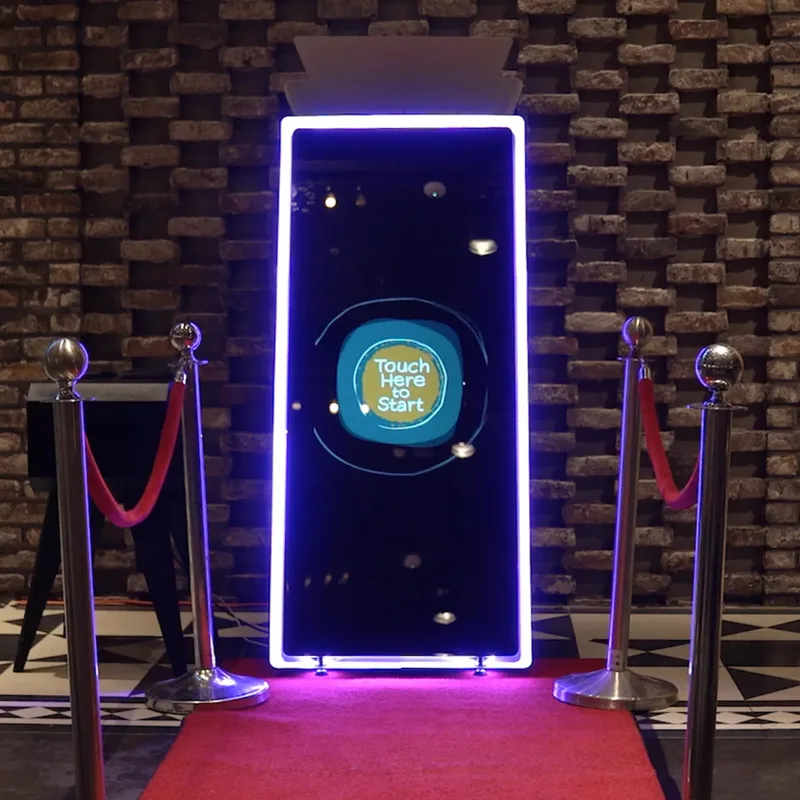 The Magic Mirror photo booth on a red carpet